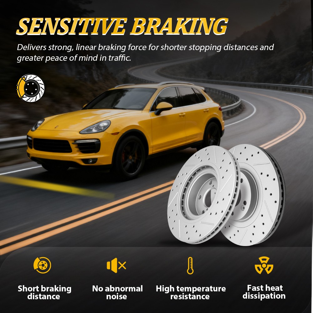 280mm Front Drilled Rotors Brake Pads Kit for Hyundai Elantra Veloster Kia Forte