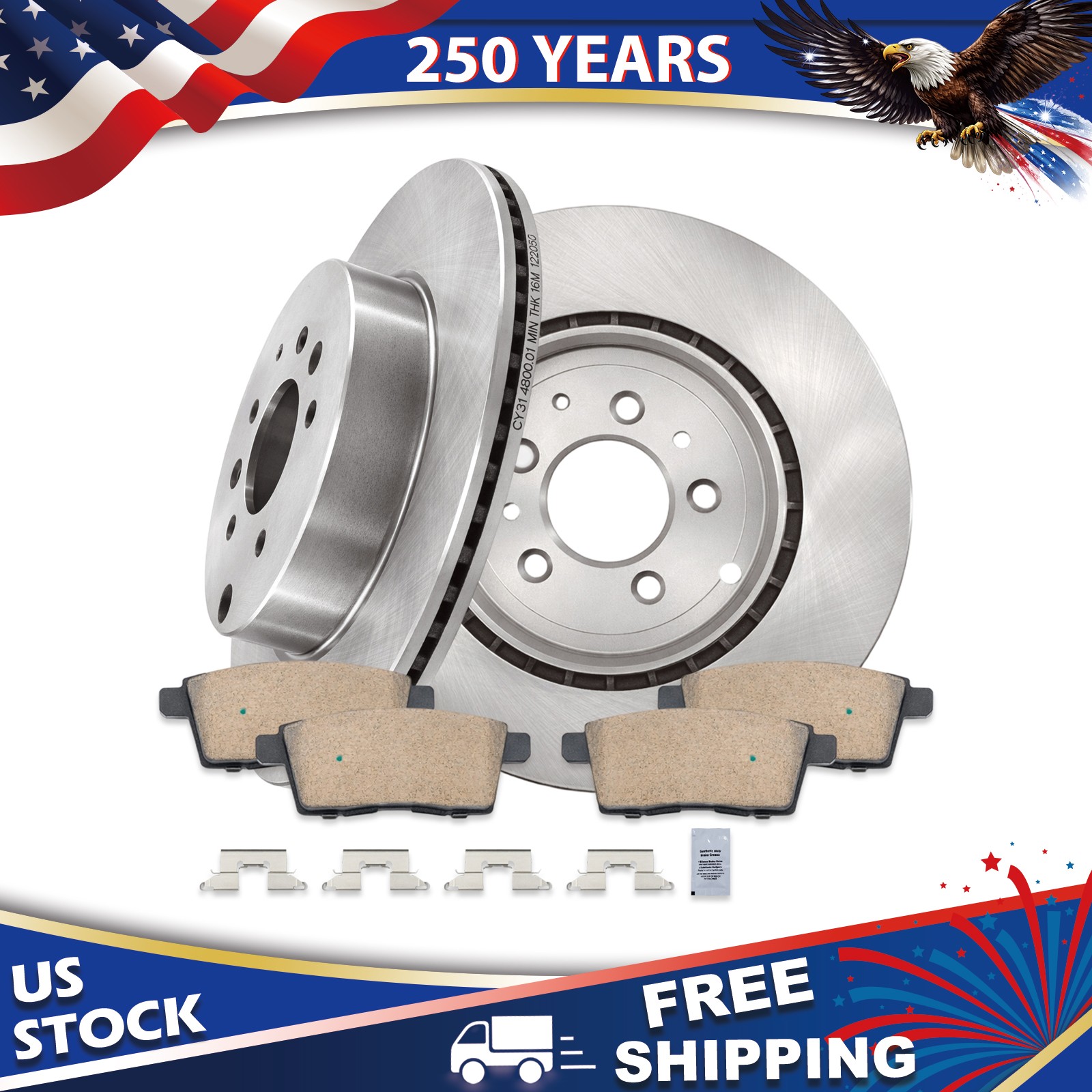 Rear Brake Rotors & Ceramic Pads for 2007 2008 – 2012 2013 2014 2015 Mazda CX-9