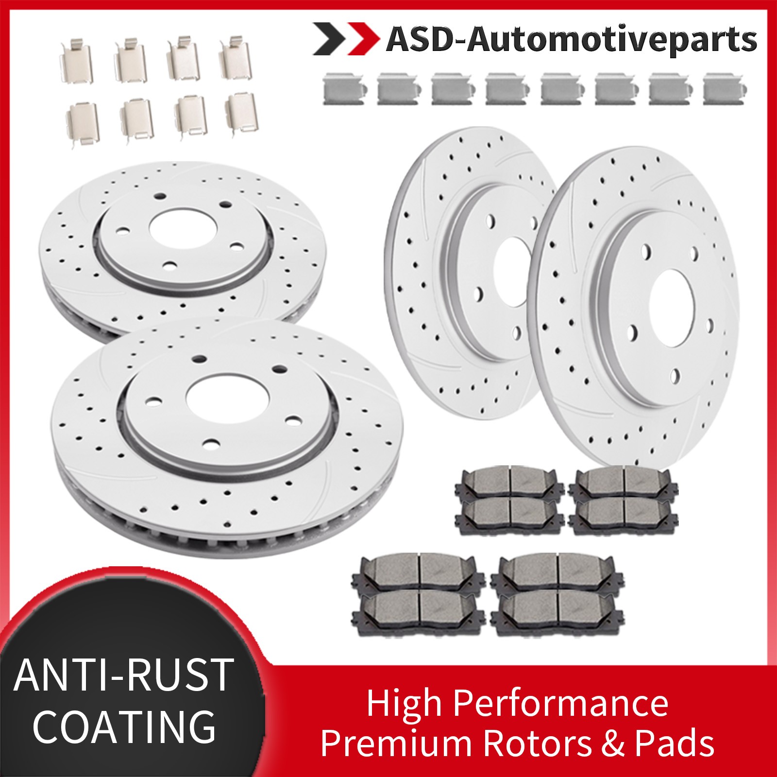 Front and Rear Rotor Disc Brake Pads Fit for Town & Country Grand Caravan Routan