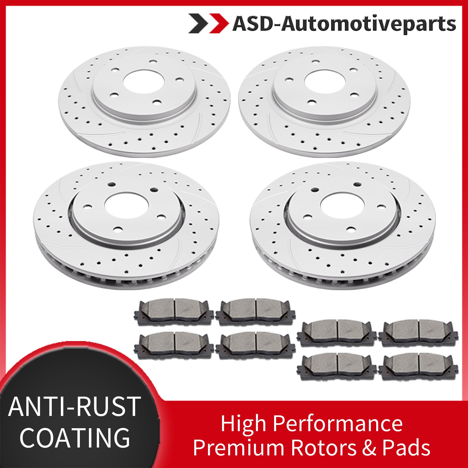 Front and Rear Rotor Brake Pads Fit Town & Country Grand Caravan Routan Journey