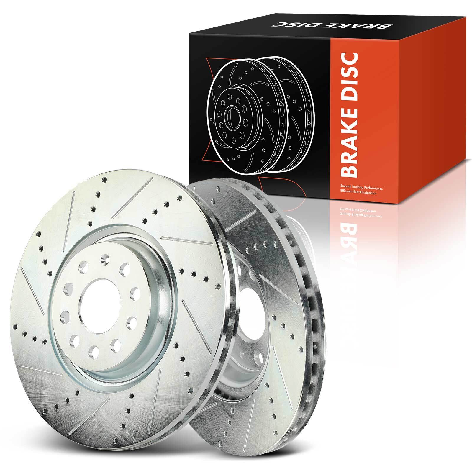 Front Left & Right Side Drilled Brake Rotor for Audi A3 Q3 S3 Volkswagen Golf R