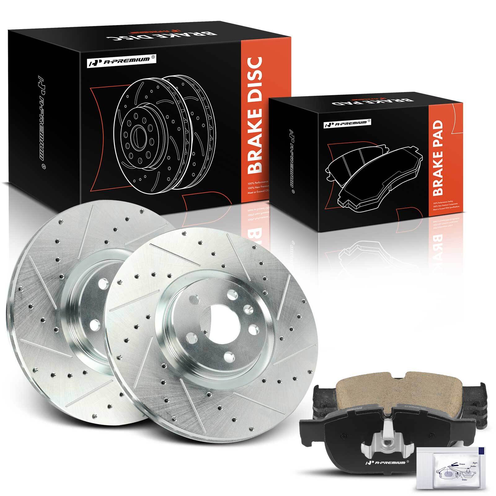 A-Premium Front Drilled Brake Rotor & Ceramic Pads for Volvo0 S90 XC40 XC60 XC90
