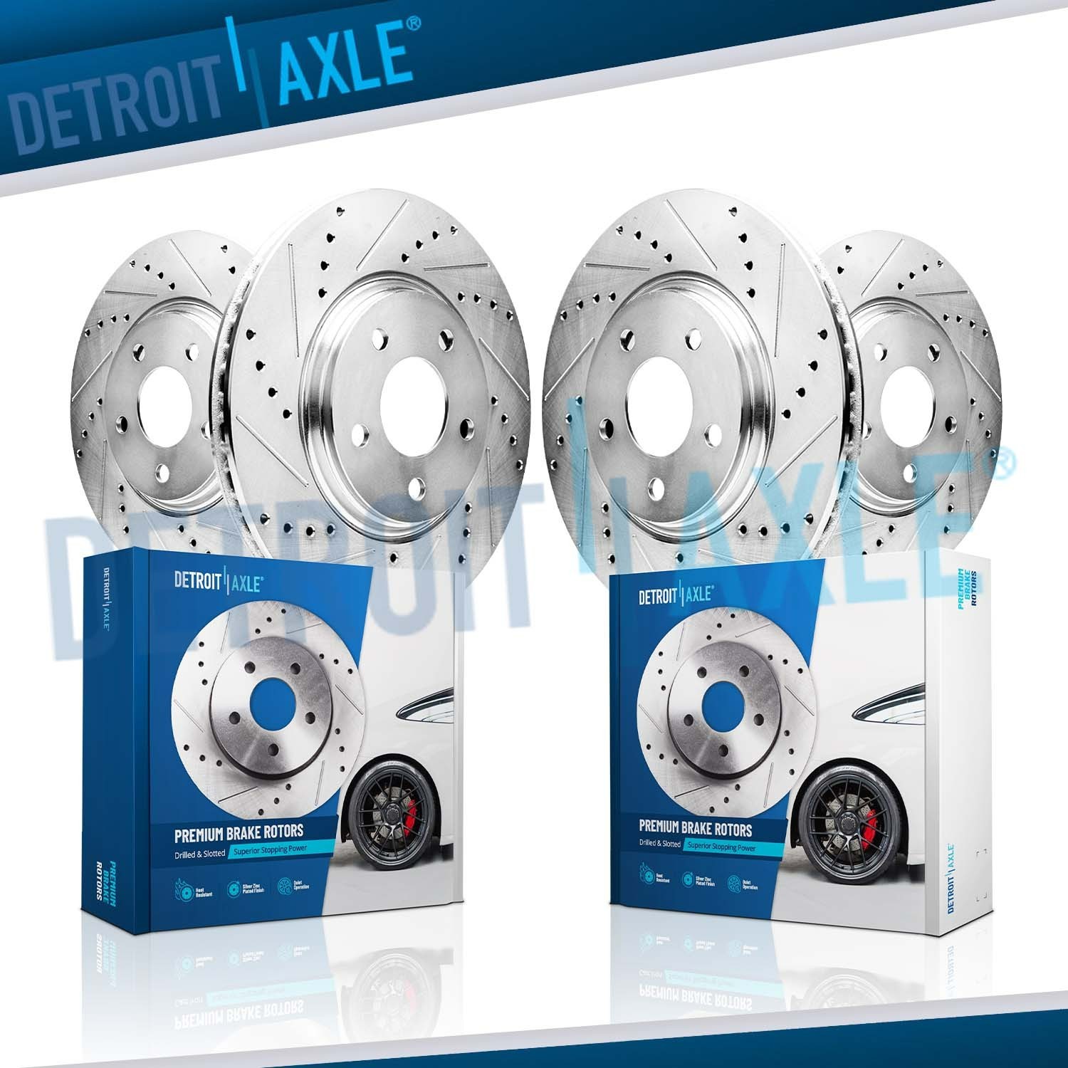Front Rear Drilled Disc Brake Rotors for 2005-2014 Infiniti FX35 FX37 FX45 QX70