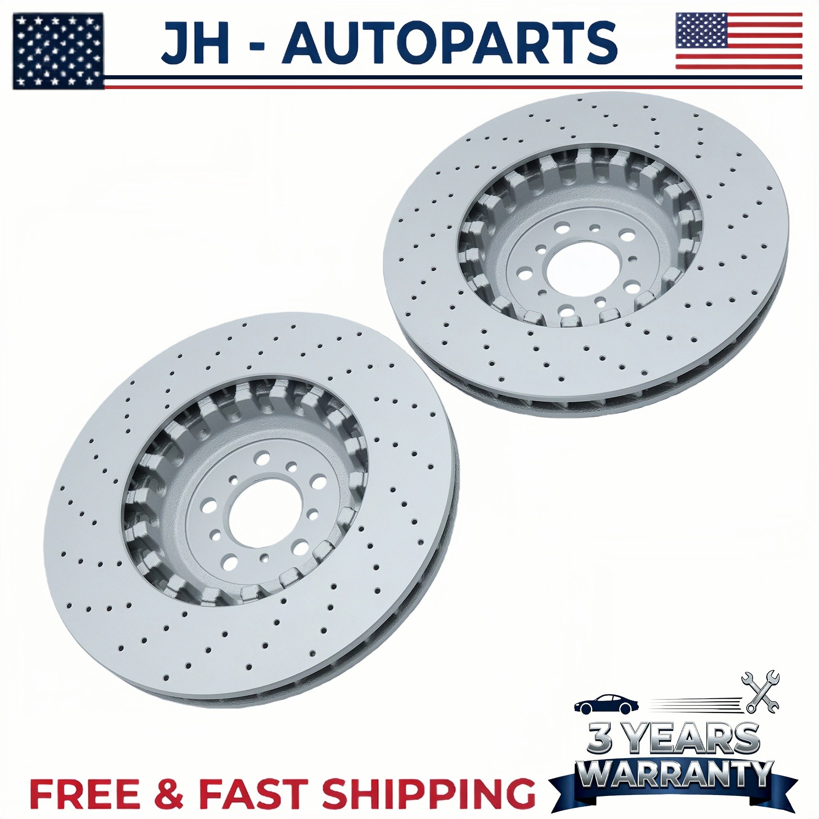 2PCS Front Vented & Drilled Disc Brake Rotors For BMW F10 F12 F13 M5 M6