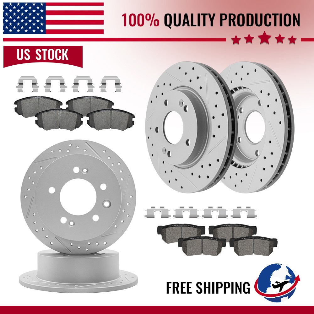 Front Rear Disc Rotors +Ceramic Brake Pads For Hyundai Elantra 2007 – 2010 Sedan