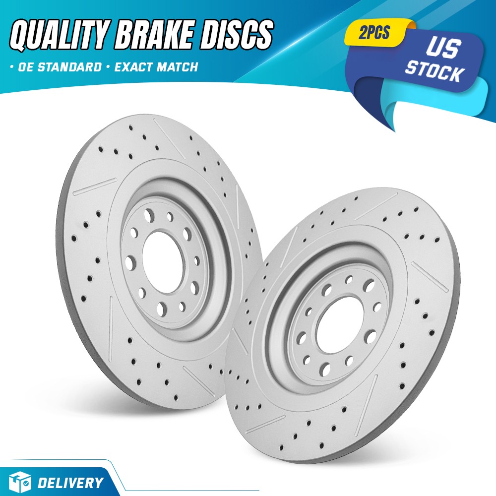 12.6″ (320 mm) Rear Drilled Slotted Brake Rotors Pair for Jeep Cherokee 14-23