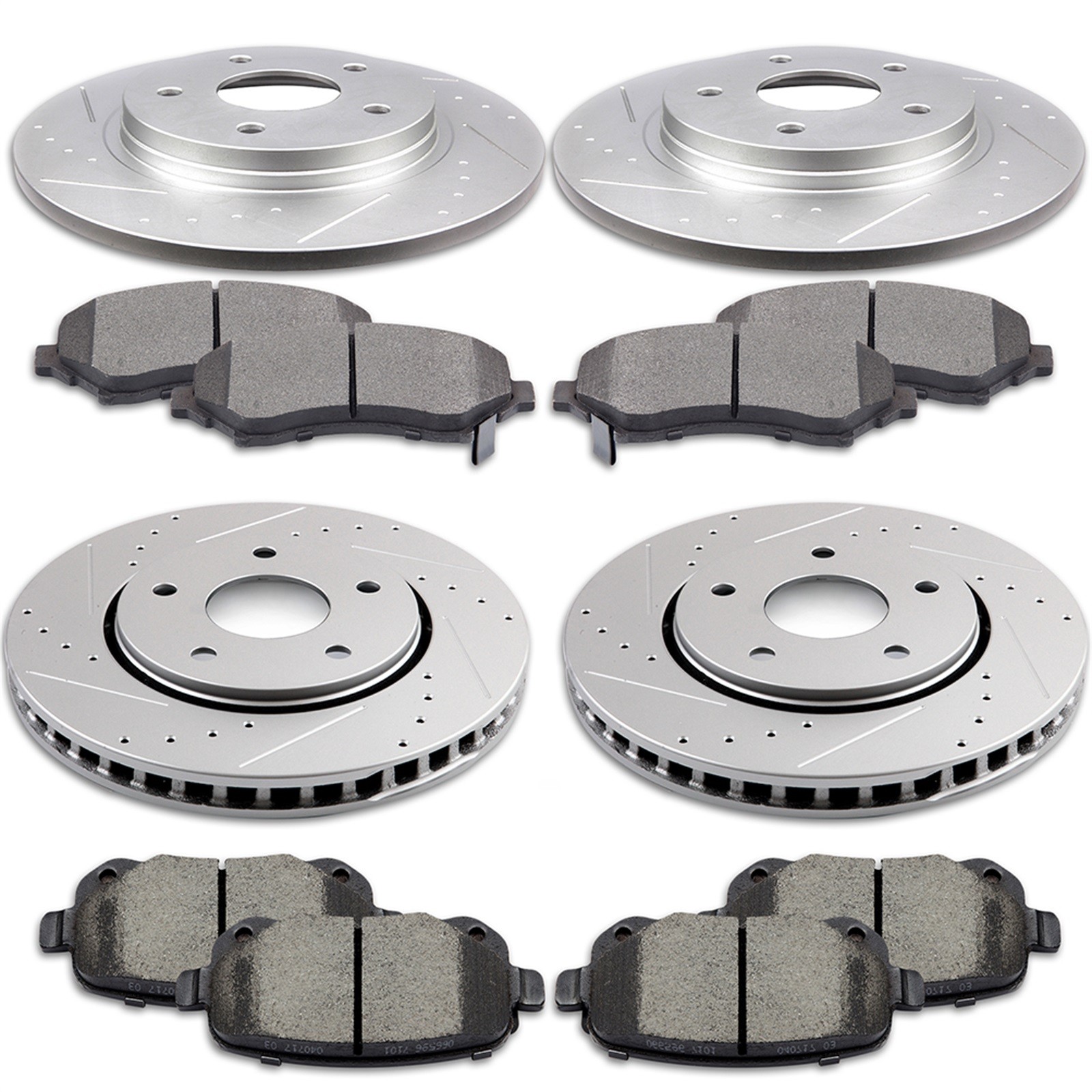 Brake Pads And Rotors Discs Front + Rear For Dodge Grand Caravan Journey Drilled