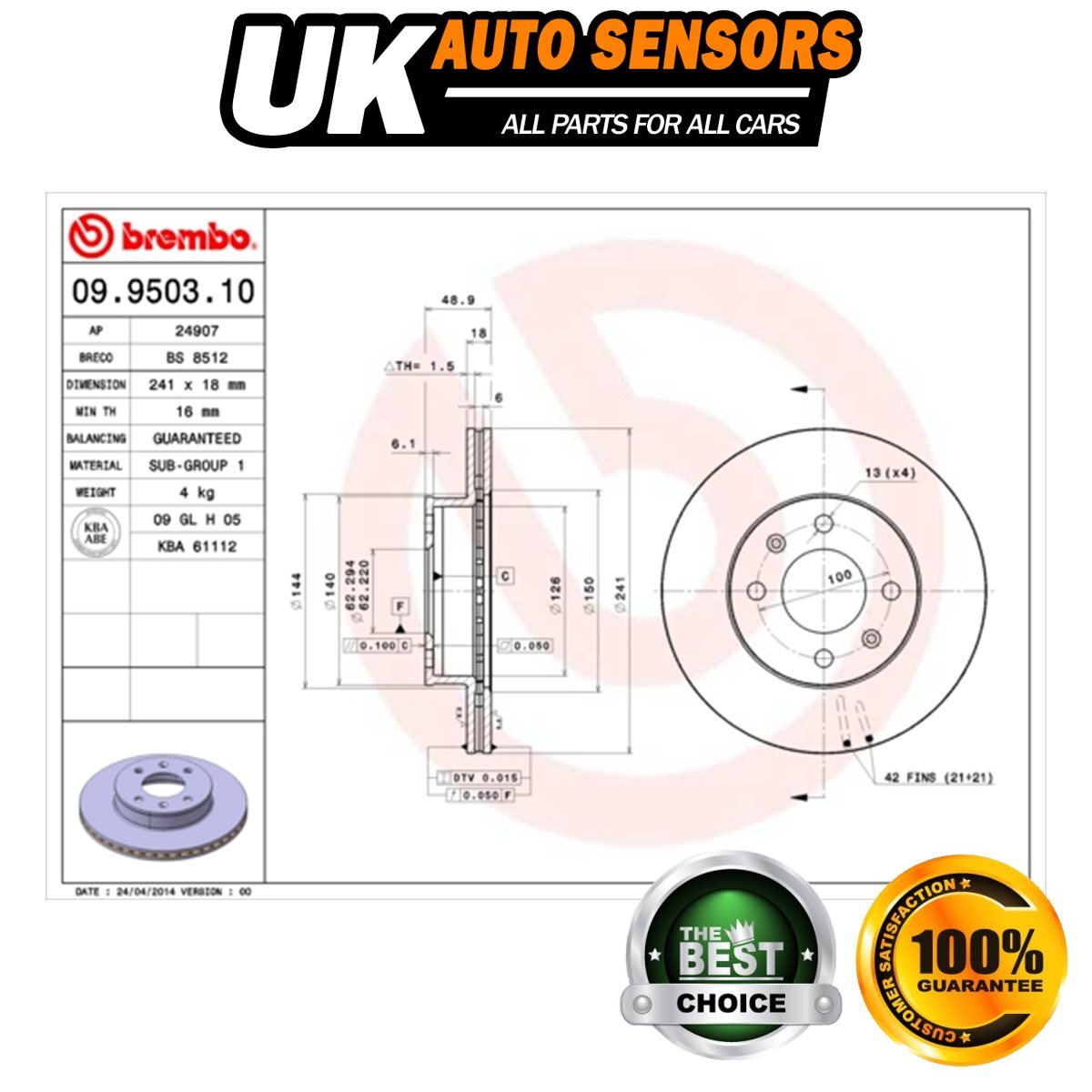 Fits Hyundai i10 Kia Picanto 1.0 1.1 CRDi 1.2 Brake Discs Front AST #1