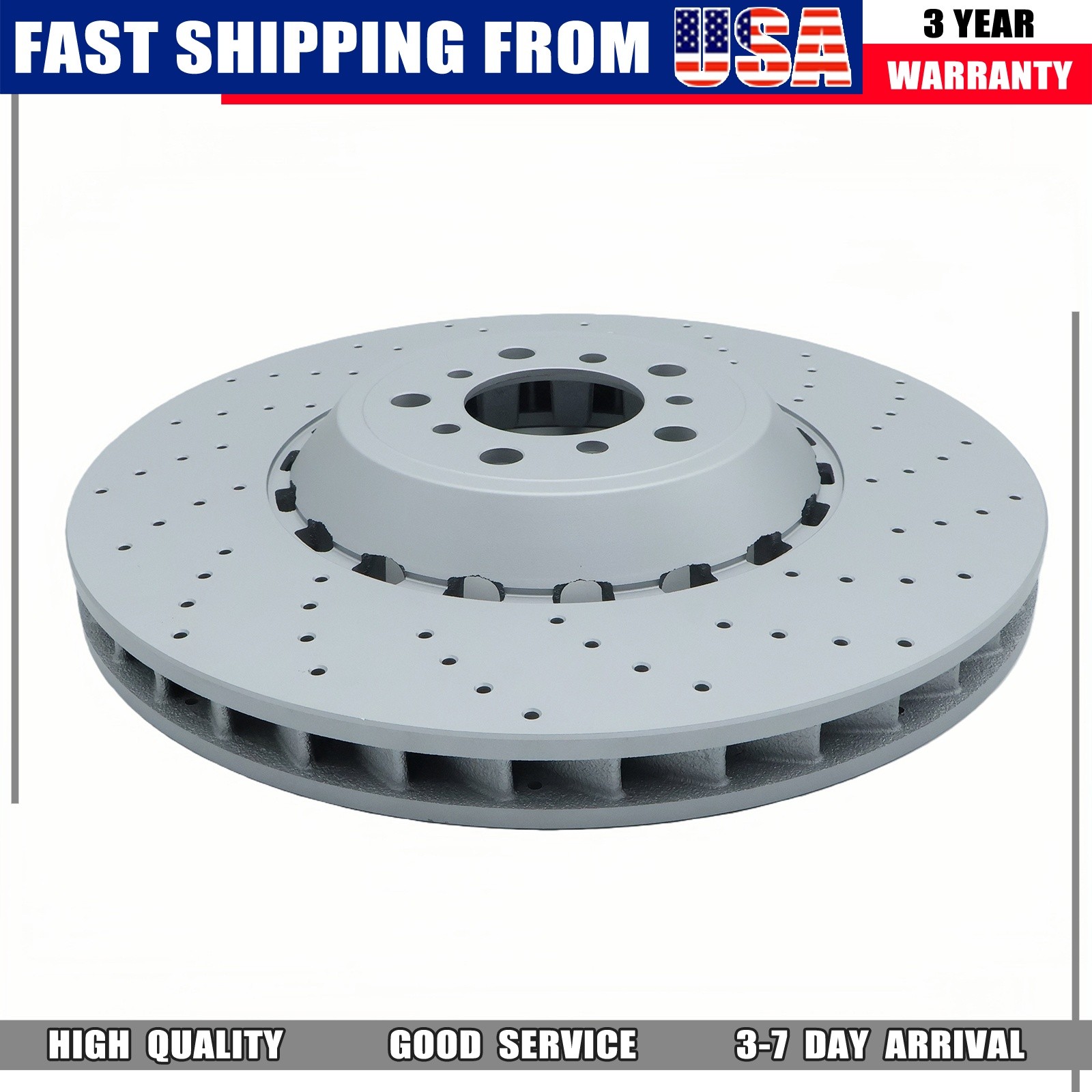 NEW 2x Front Vented & Drilled Disc Brake Rotors For BMW F10 F12 F13 M5 M6