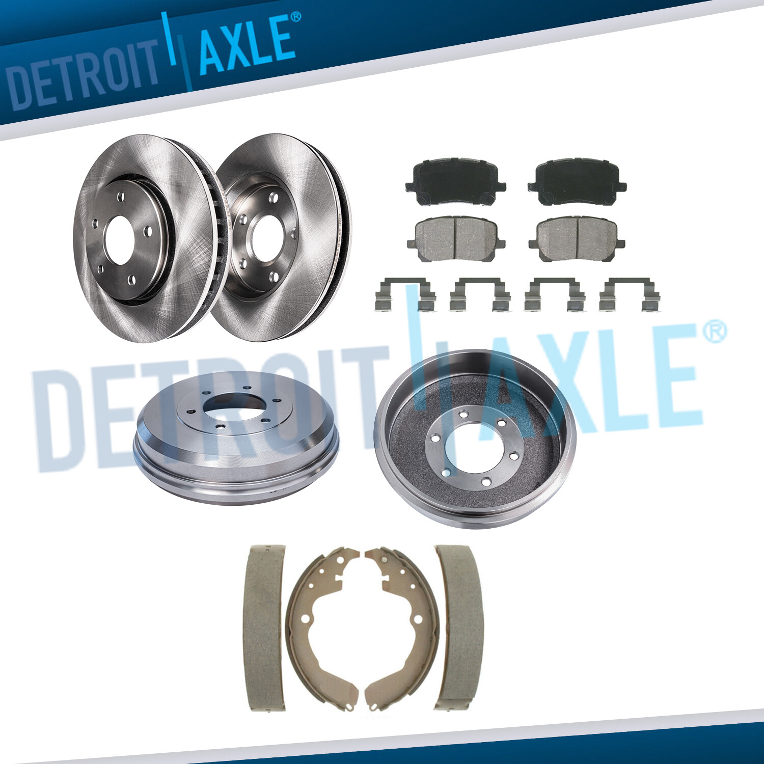 FWD Front Disc Rotors Brake Pads Rear Drums Shoes for 2003-08 Toyota Matrix Vibe
