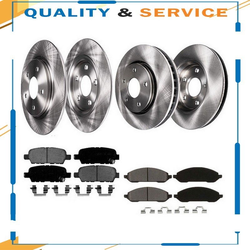 Front Rear Disc Brake Rotors and Brake Pads Kits For Chevy Impala 2012-16 5 Lugs