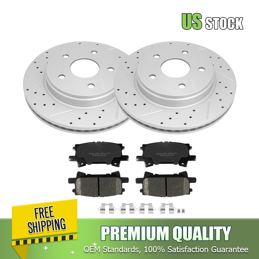 Front Drilled Rotors + Ceramic Brake Pads for 2004 2005 Dodge RAM 1500 Durango