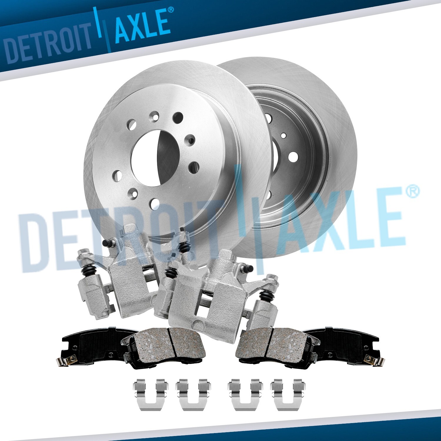 Rear Disc Rotors Calipers + Ceramic Brake Pads for Chevrolet Impala Monte Carlo
