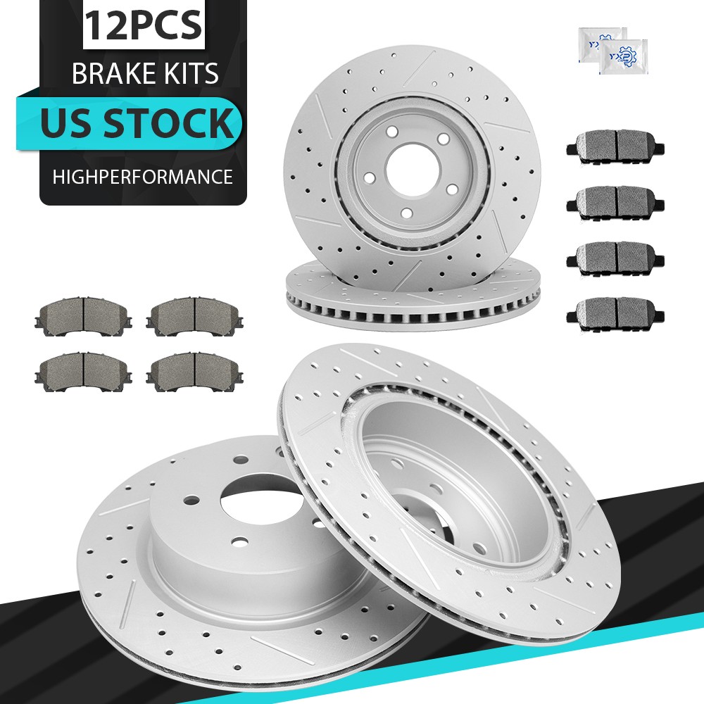 Front Rear Drilled Brake Rotor Ceramic Pads For Infiniti QX50 Nissan Z 2023 2024