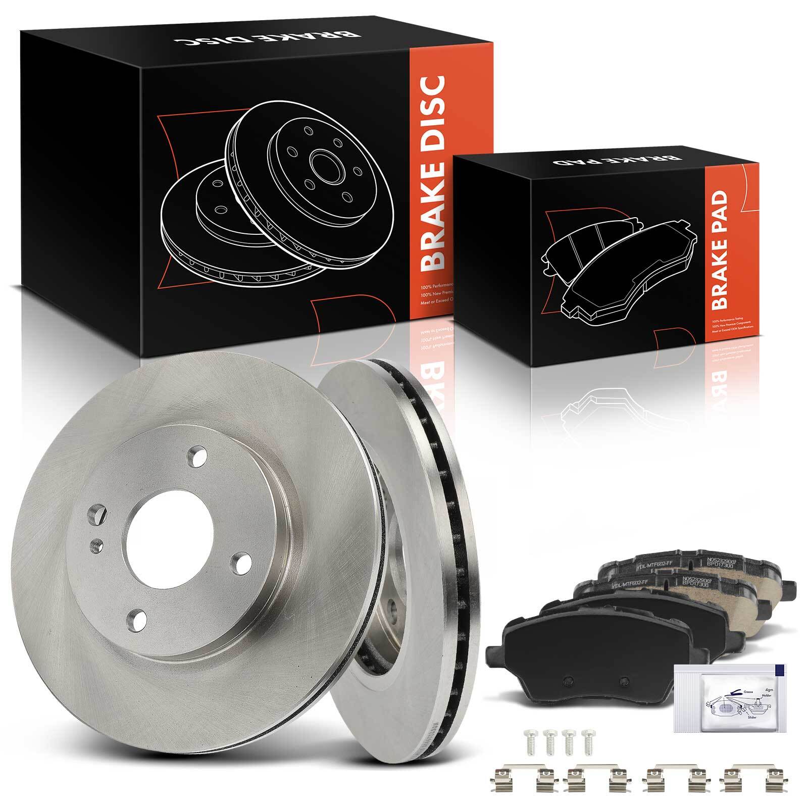 Front LH&RH Disc Brake Rotors & Ceramic Brake Pads for Ford Fiesta 2014-2019 ST