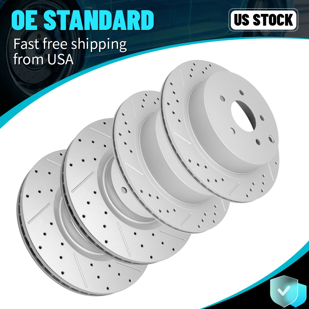 12.54″ Front 12.13″ Rear Drilled Brake Disc Rotors Pair For 05-07 Nissan Murano