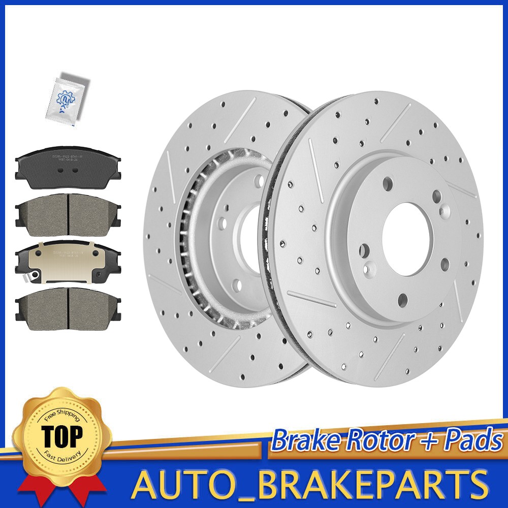 280mm Front Disc Brake Rotors Ceramic Pads for 2019-2022 Kia Soul Hyundai Venue