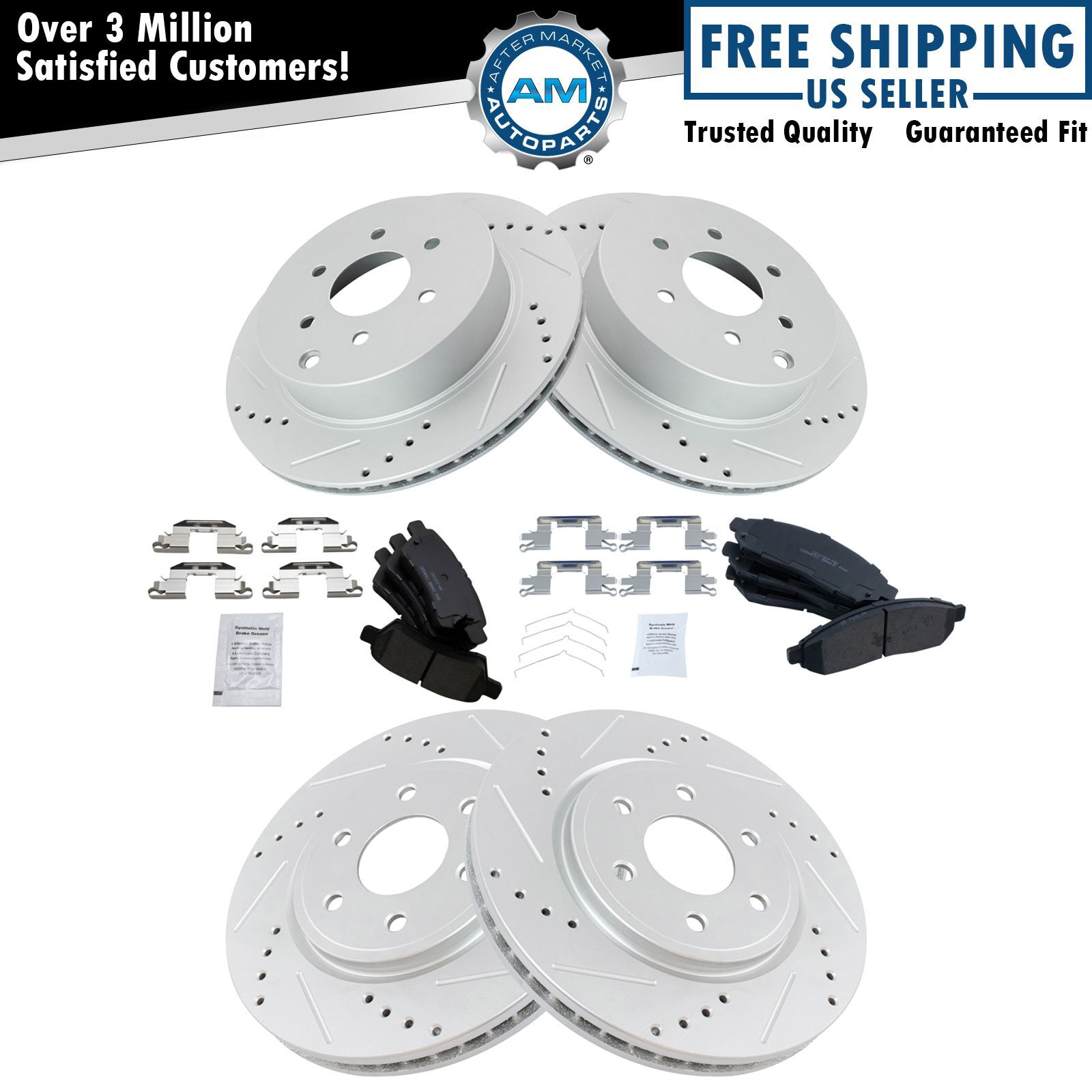 Posi Ceramic Disc Brake Pads & Performance Drilled Slotted Coated Rotors