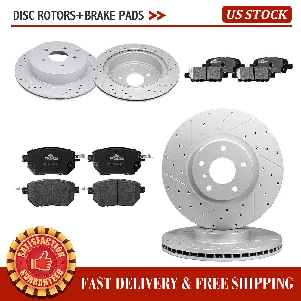 Front & Rear Disc Brake Rotors Ceramic Brake Pads For 2005 – 2012 Nissan Murano