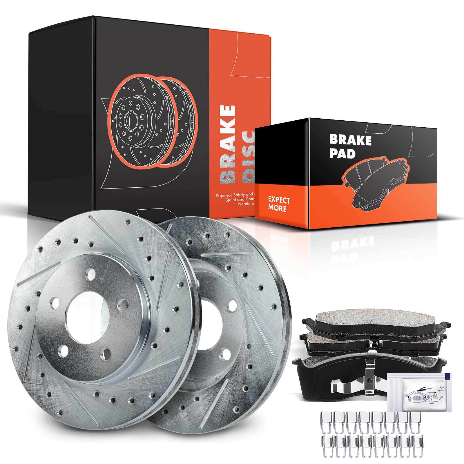 257mm Drilled Rotors & Brake Pad for Chrysler Town & Country Dodge Caravan Front