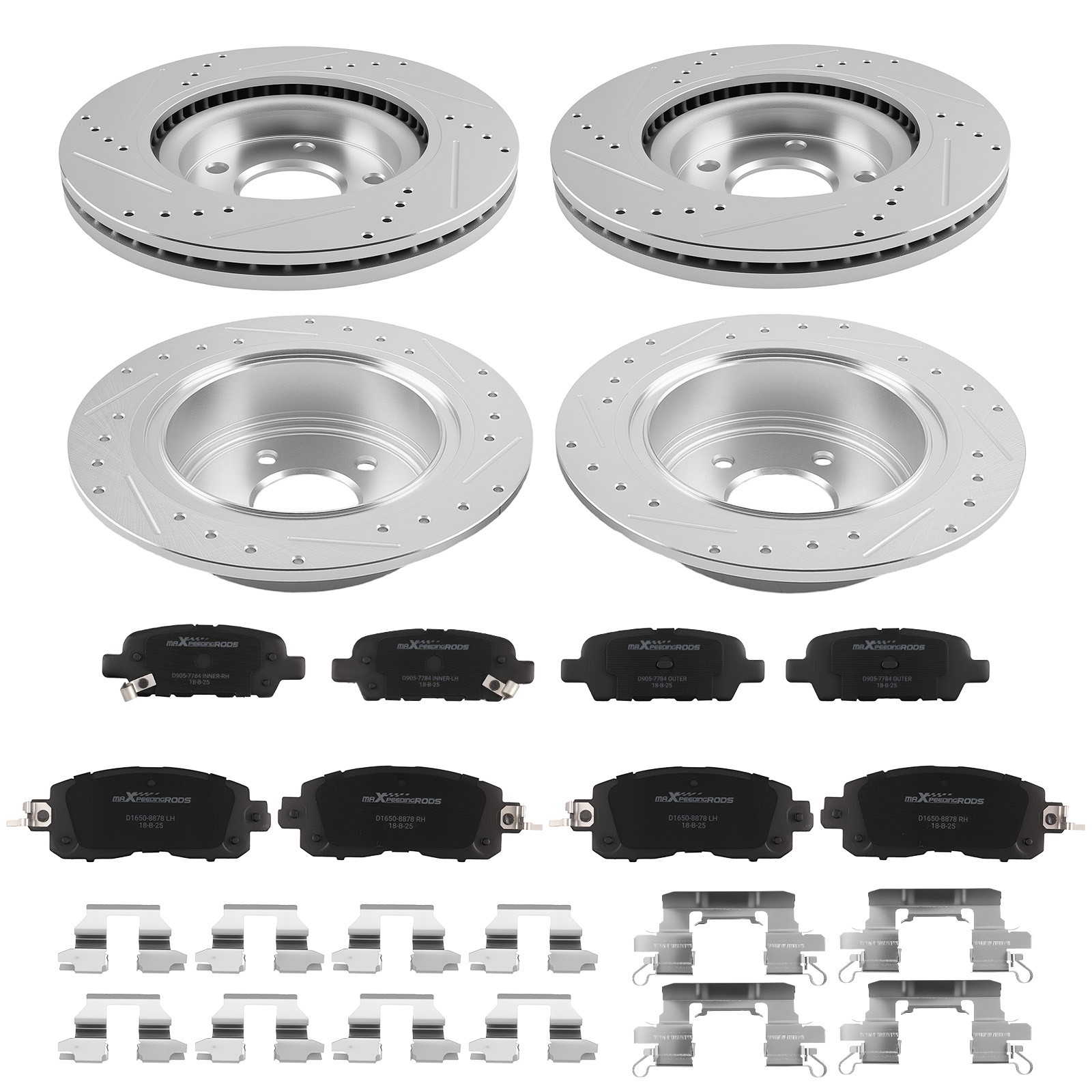 Front Rear Brake Disc Rotors+Ceramic Brake Pads Set for Nissan Altima 2013-2023