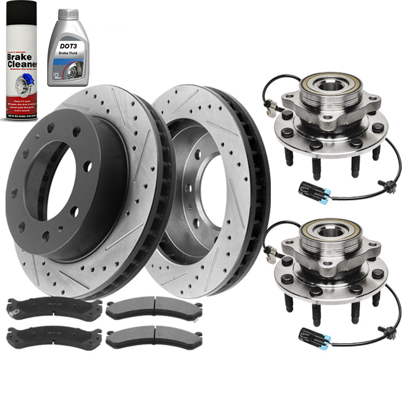 Front Brake Rotors with Wheel Hub Bearing For GMC YUKON XL SIERRA FL L16