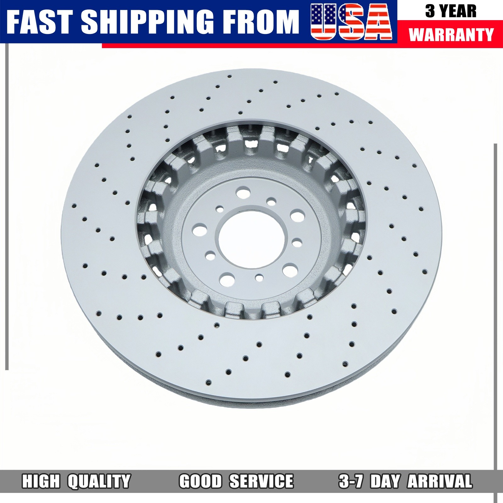 NEW 2x Front Vented & Drilled Disc Brake Rotors For BMW F10 F12 F13 M5 M6