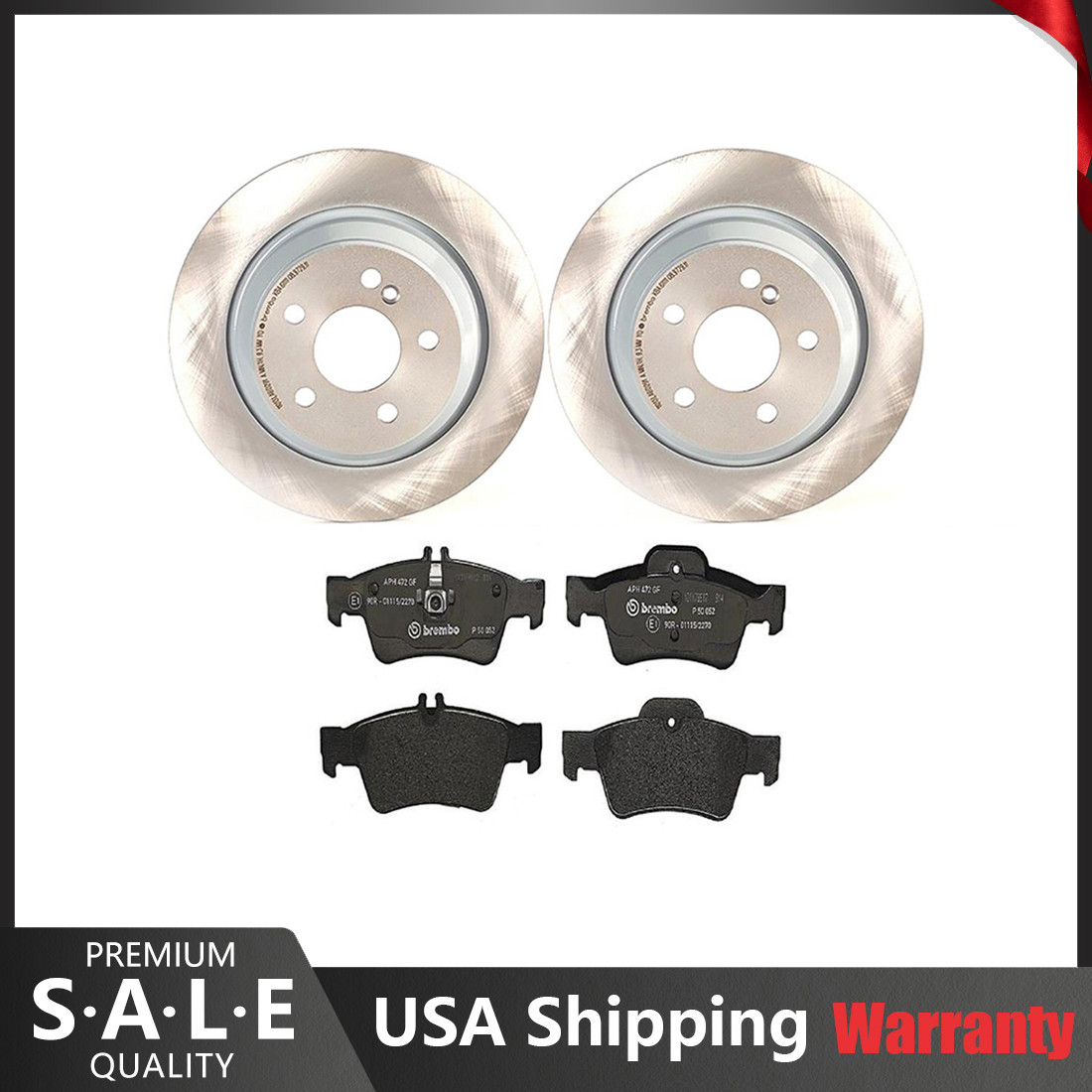 Brembo Rear Brake Kit Low-Met Pads Sensors Coated Disc Rotors For MB C215 W220