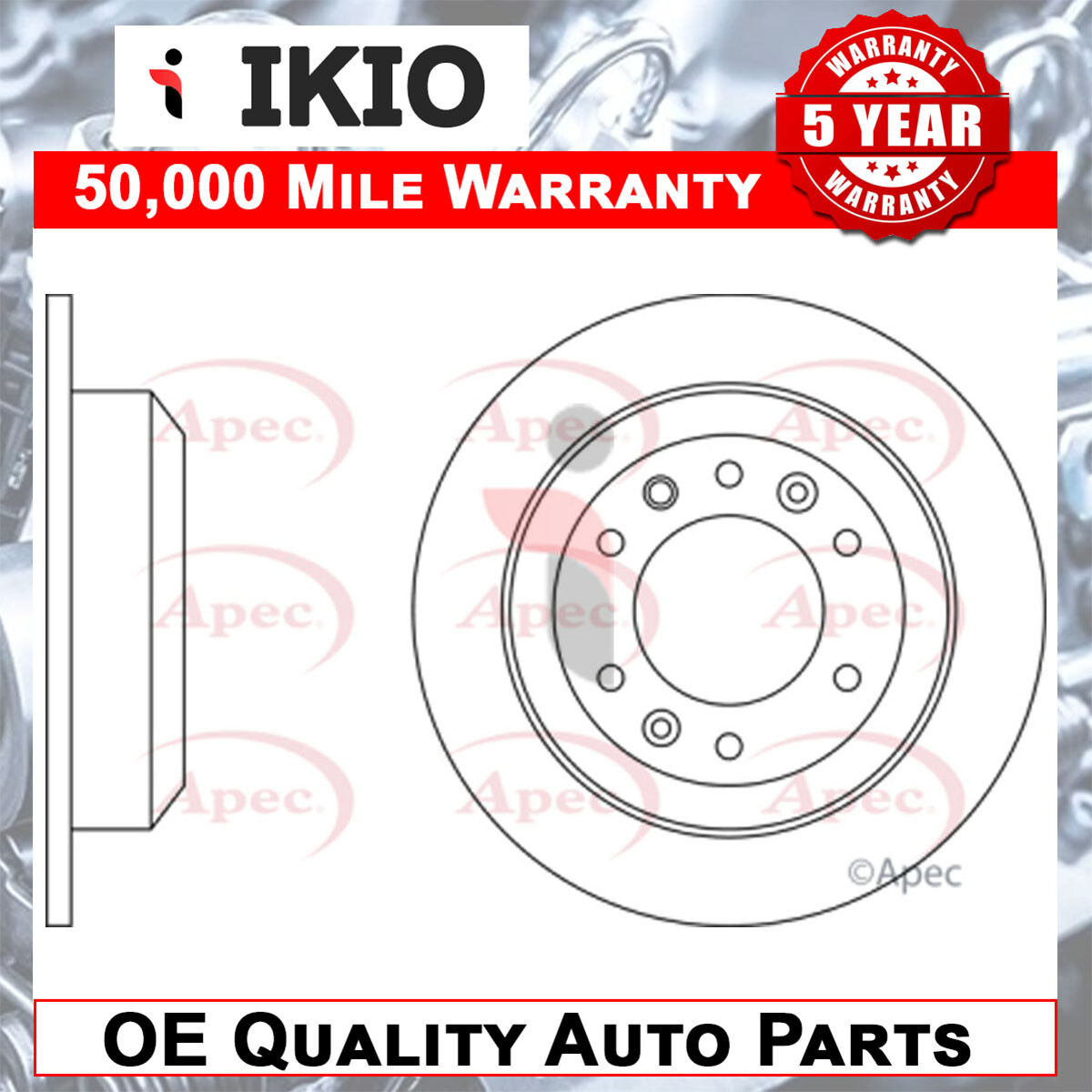 Fits Kia Sedona 2006- 2.2 CRDi 2.7 2.9 Brake Disc Rear Ikio 584114D000