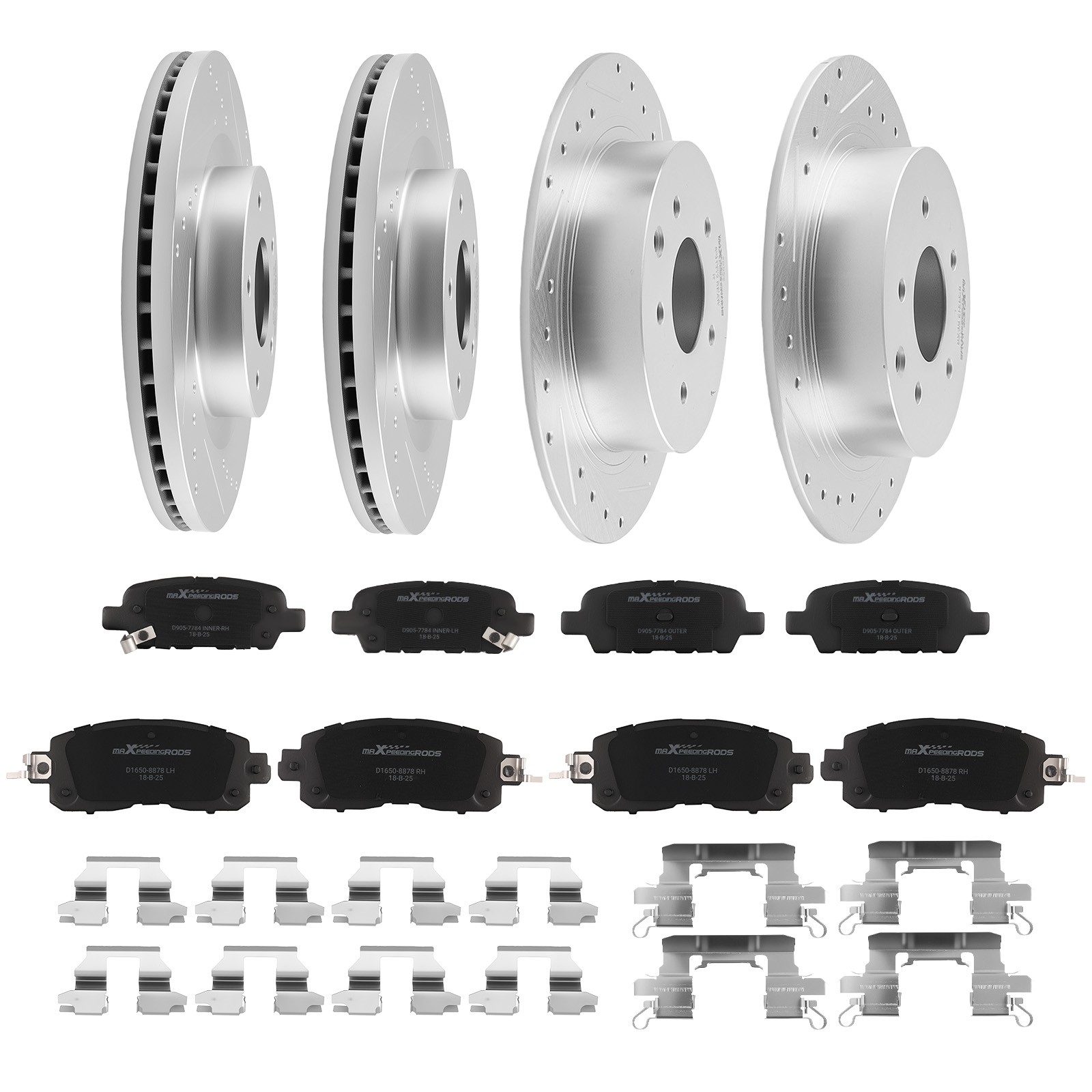Front Rear Brake Disc Rotors+Ceramic Brake Pads Kit for Nissan Altima 2013-2023