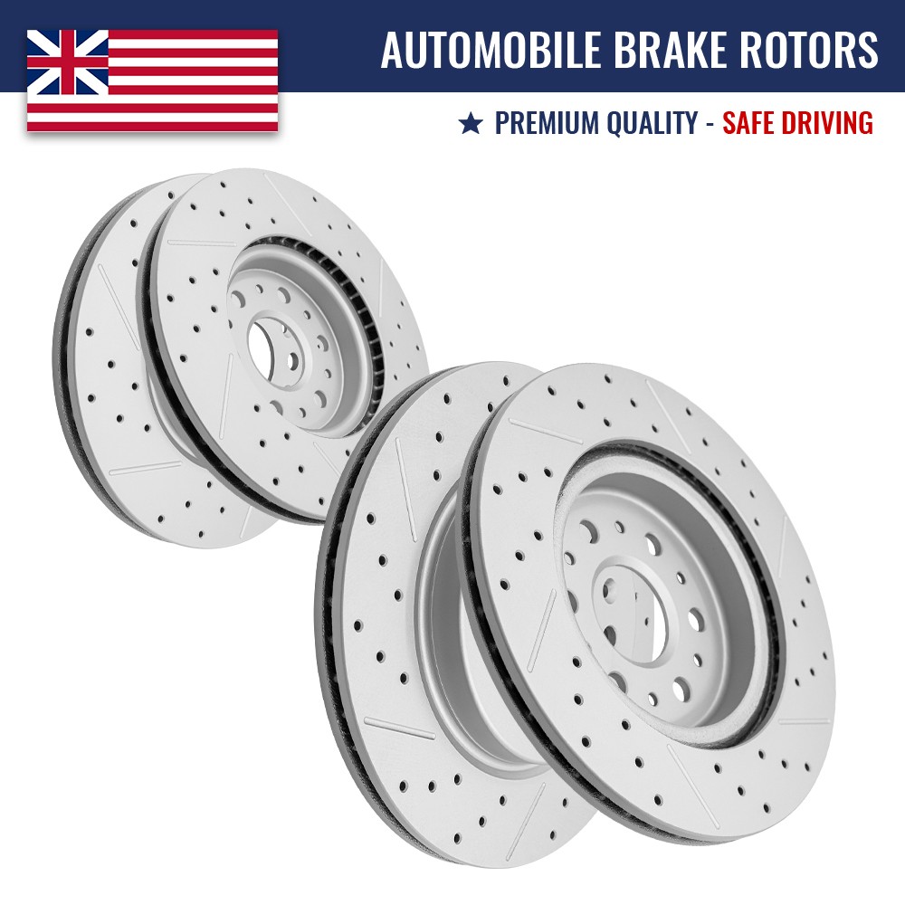 Front Rear Drilled Brake Rotors for GMC Acadia Buick Enclave Chevy Blazer OPTIQ