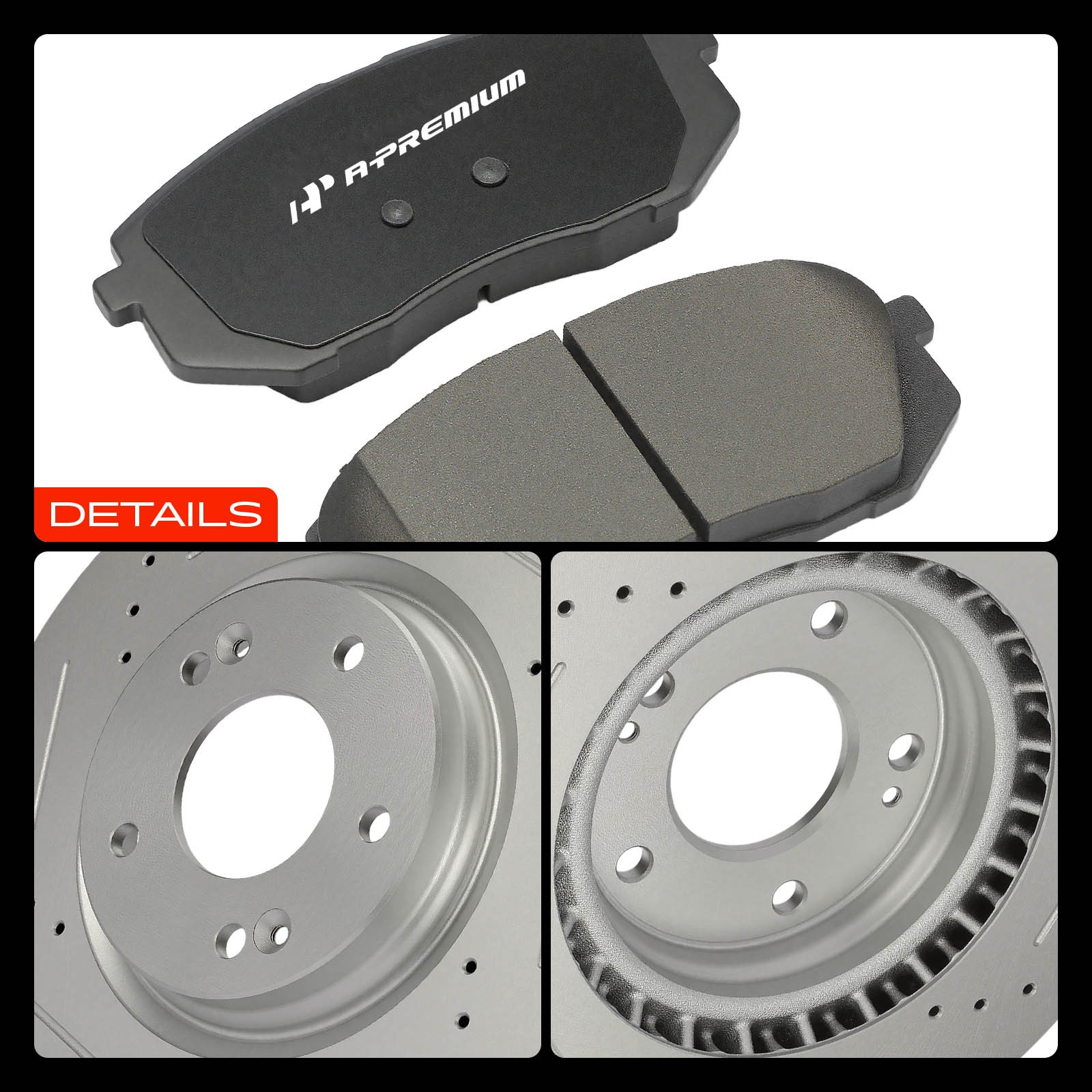 A-Premium Front 305mm Drilled Brake Rotor & Ceramic Pad for Hyundai Sonata Kia