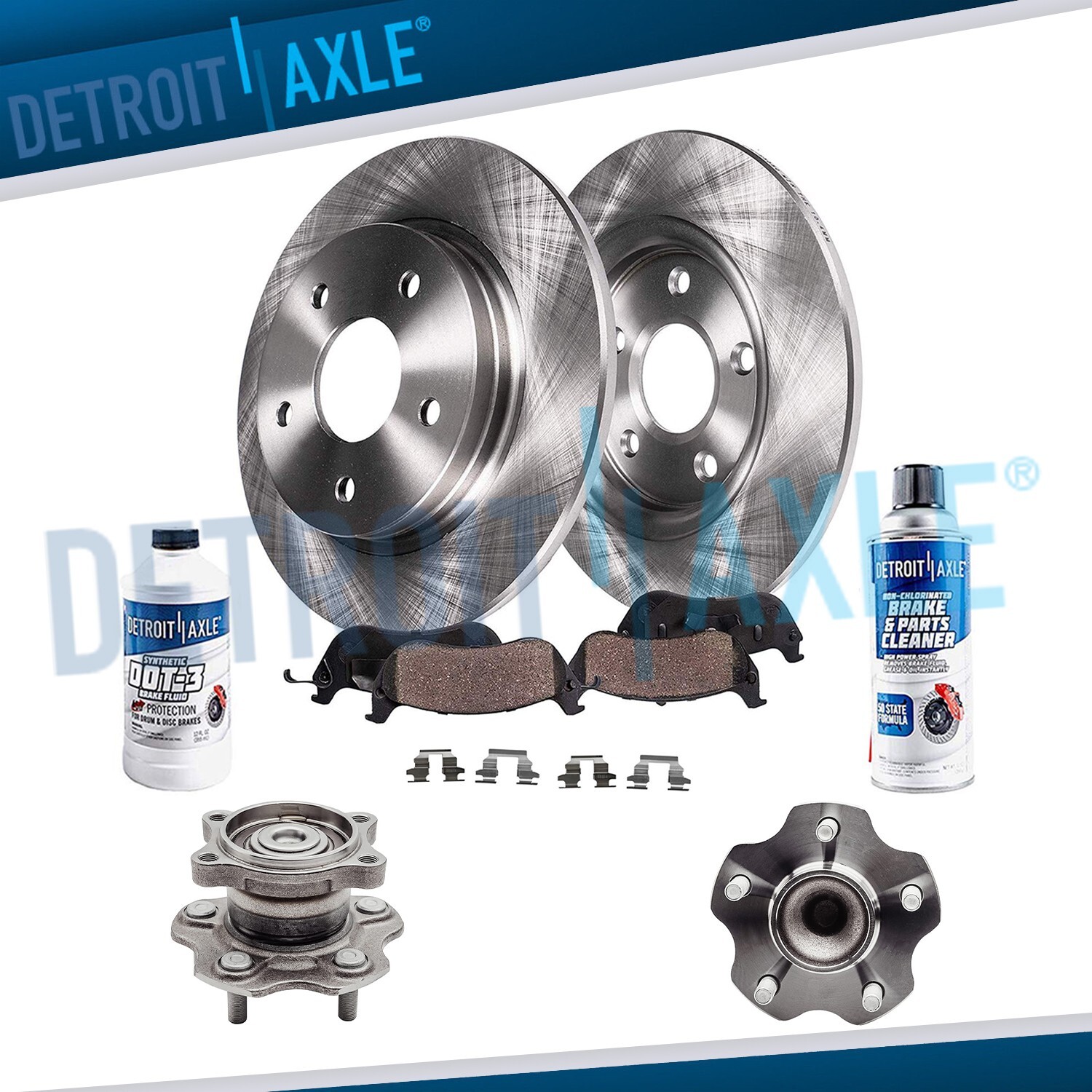 Rear Rotors Ceramic Pads Wheel Bearing Hub for 2004-2006 Nissan Altima Maxima