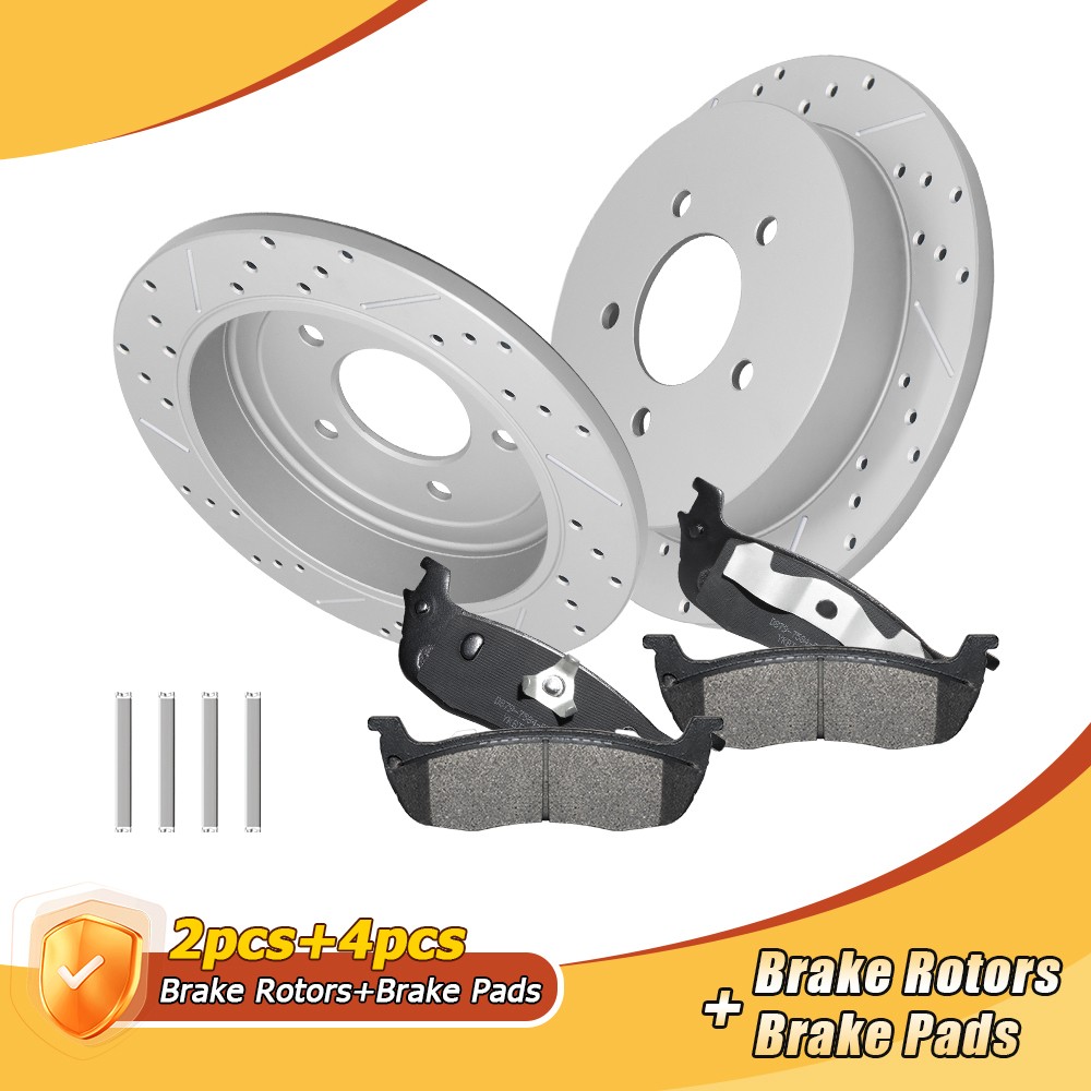 Rear Drilled Brake Rotors & Ceramic Pads Kit for Ford F-150 Expedition 2000-2002