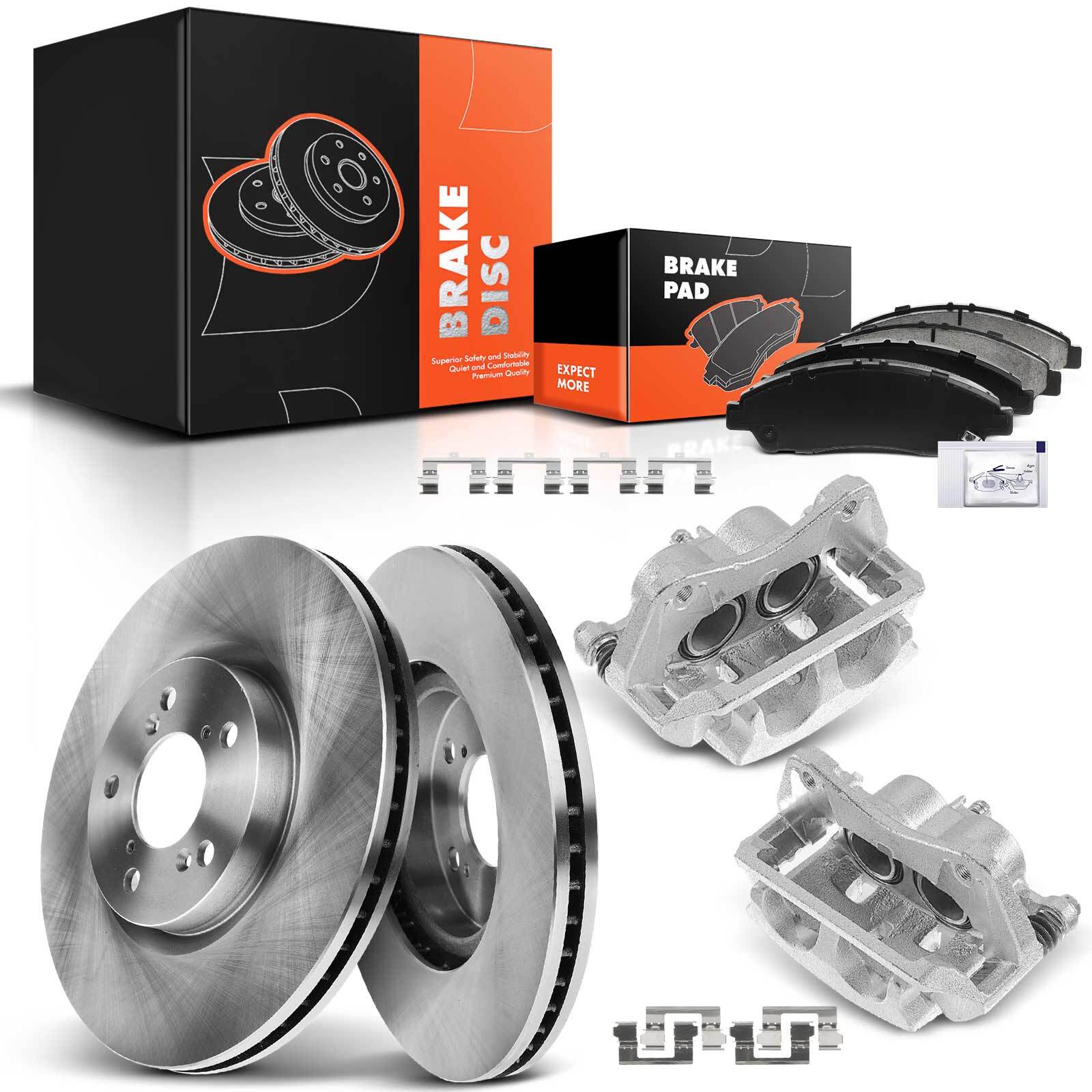 Front Brake Rotors & Ceramic Brake Pads + Caliper for Acura MDX 07-13 ZDX 330mm