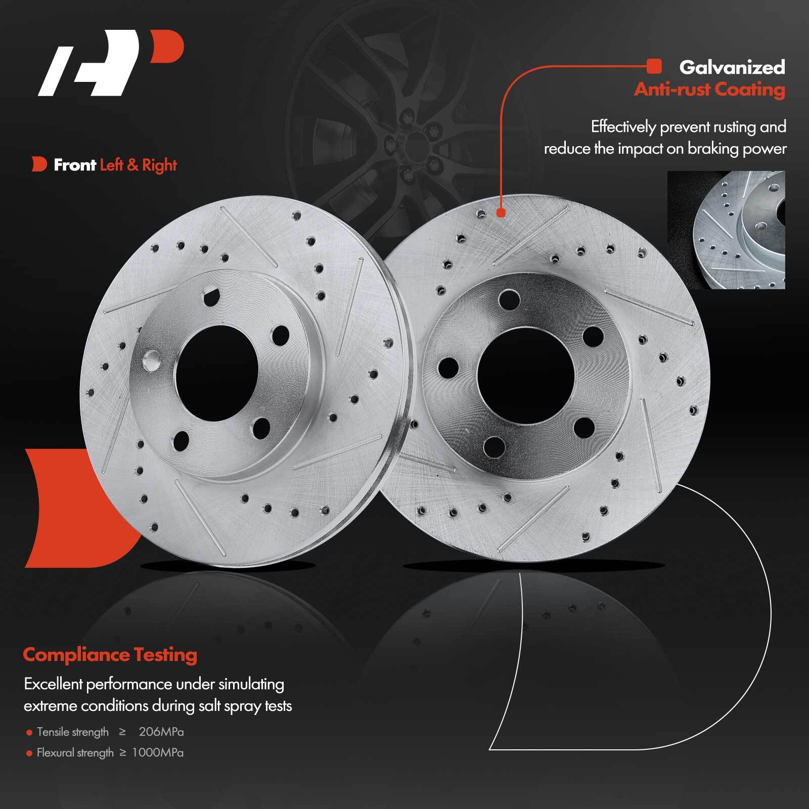 Front Drilled Brake Rotors & Pads + Wheel Hub Bearing for Ford Mustang 99-04 RWD