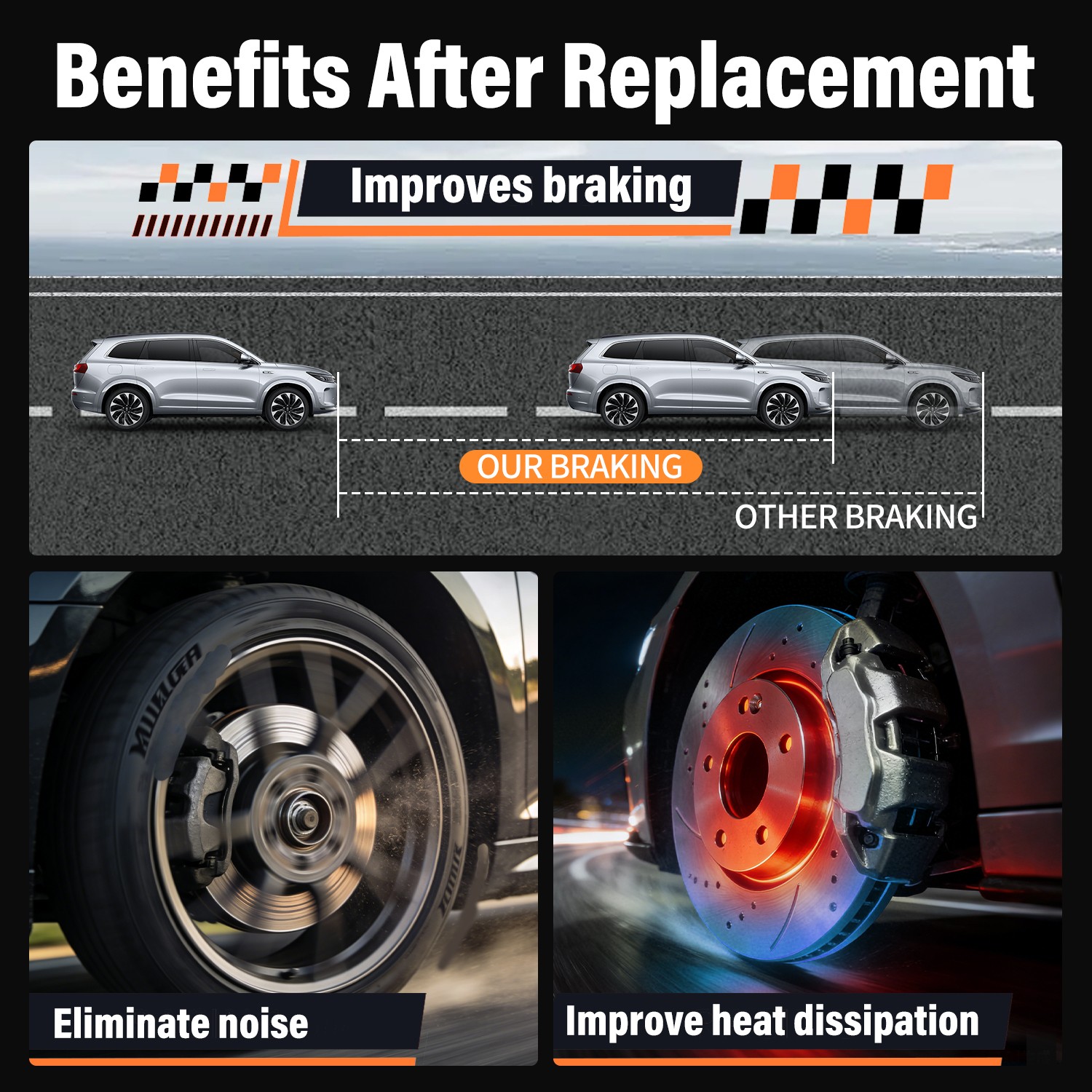 Rear Drilled Rotors Ceramic Brake Pads Kit for Honda Pilot Odyssey Acura MDX ZDX