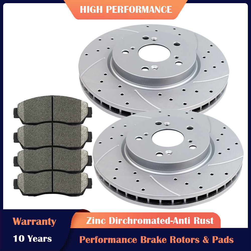 296mm Front Drilled Rotors Discs & Brake Pads Kits for Honda CR-V Crosstour AWD