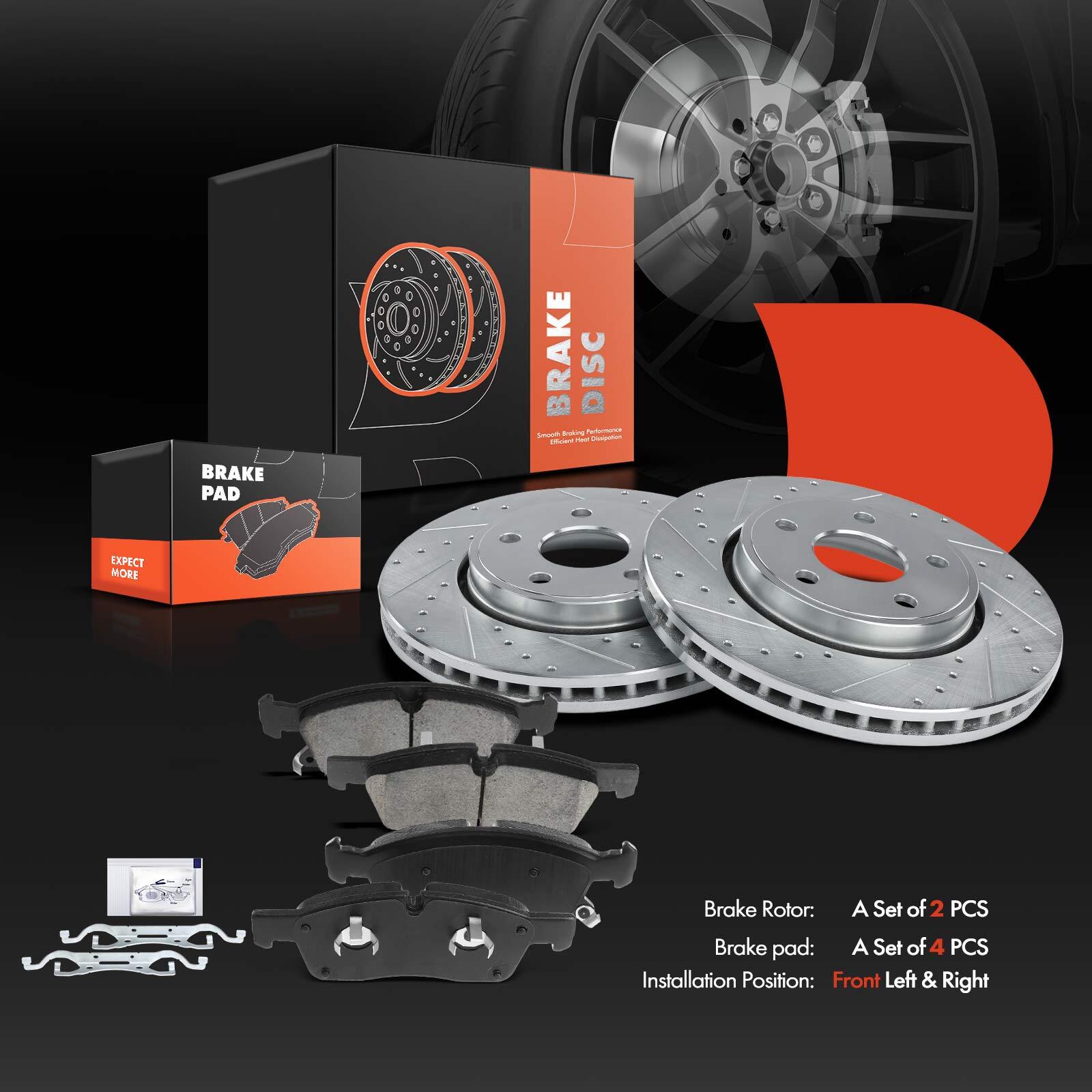 Front Drilled Rotors & Ceramic Brake Pads for Dodge Durango Jeep Grand Cherokee