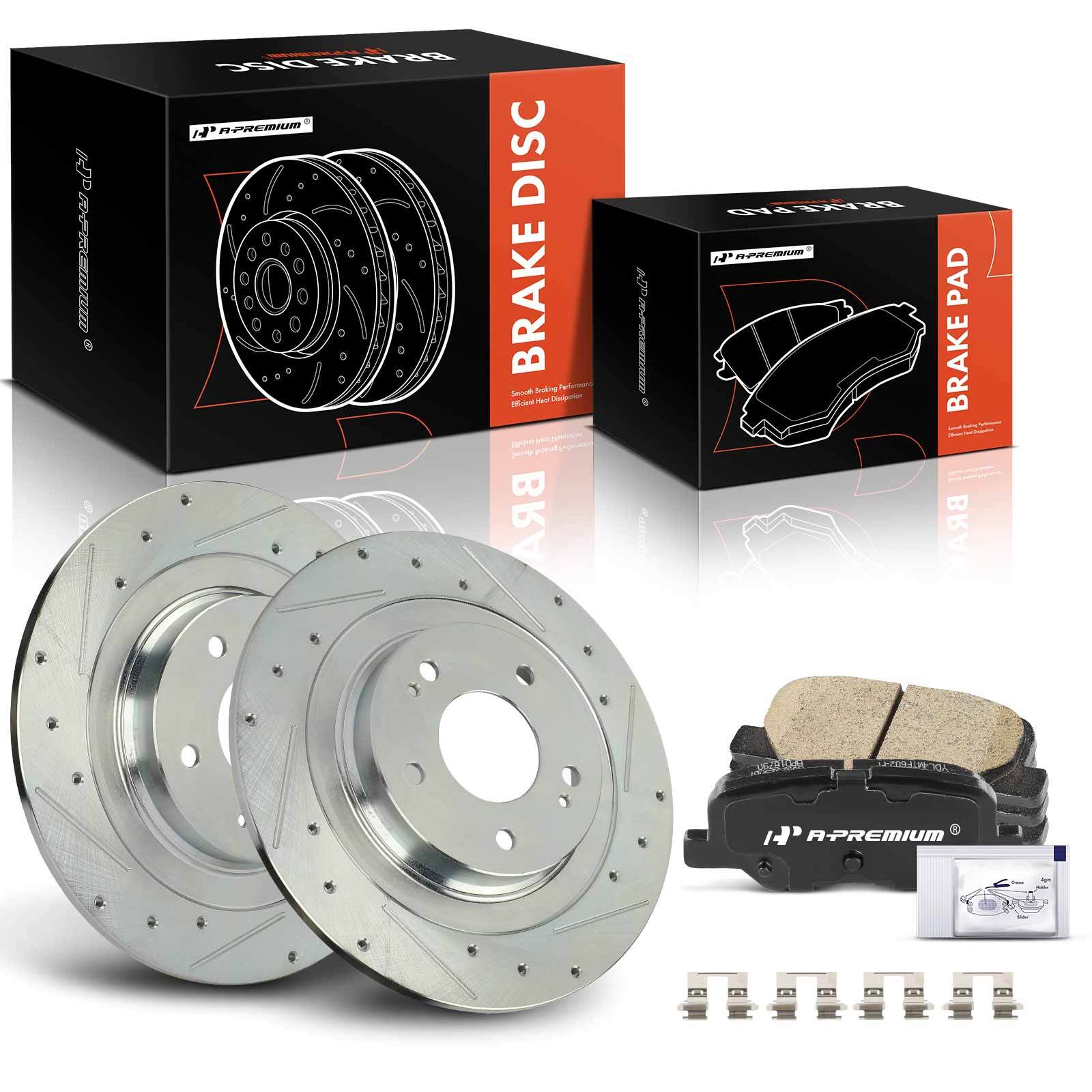 Rear Drilled Brake Rotor & Ceramic Brake Pad for Mitsubishi Outlander 14-18 RVR