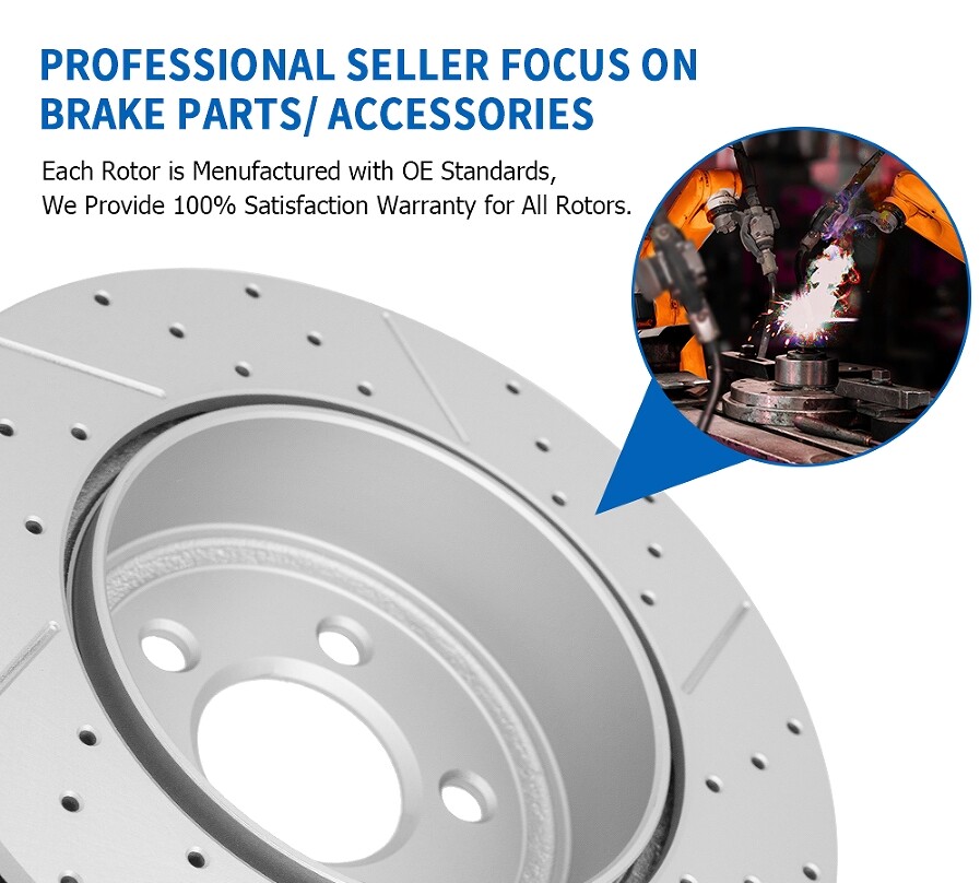 For Hyundai Elantra Gt 13-20 Kia Soul Forte5 2X Rear Drilled Slottd Brake Rotors