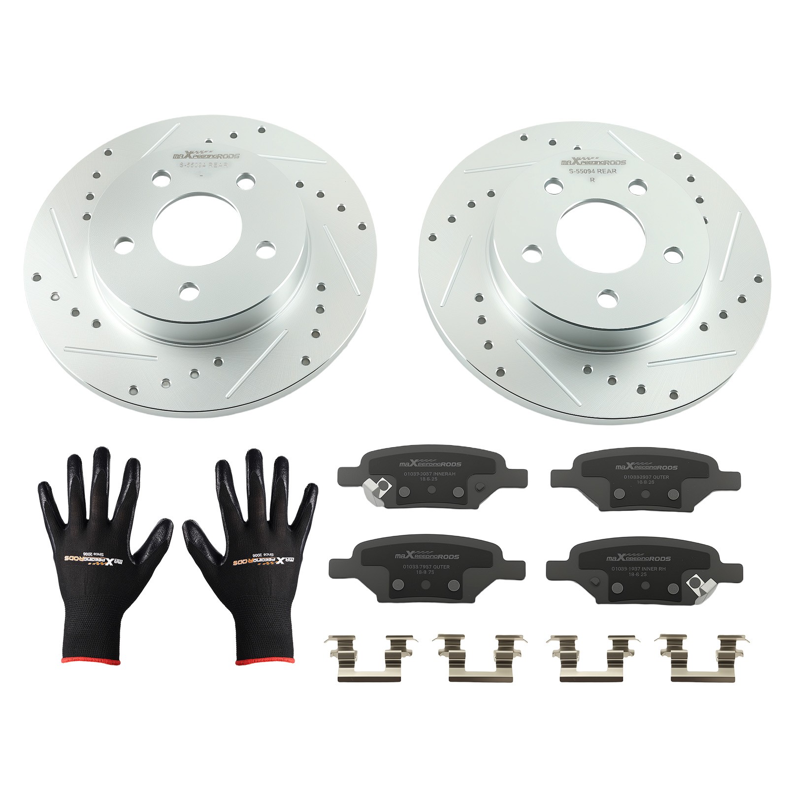 Rear Drilled&Slotted Brake Rotors w/Ceramic Pads for Chevrolet Cobalt 2005-2008