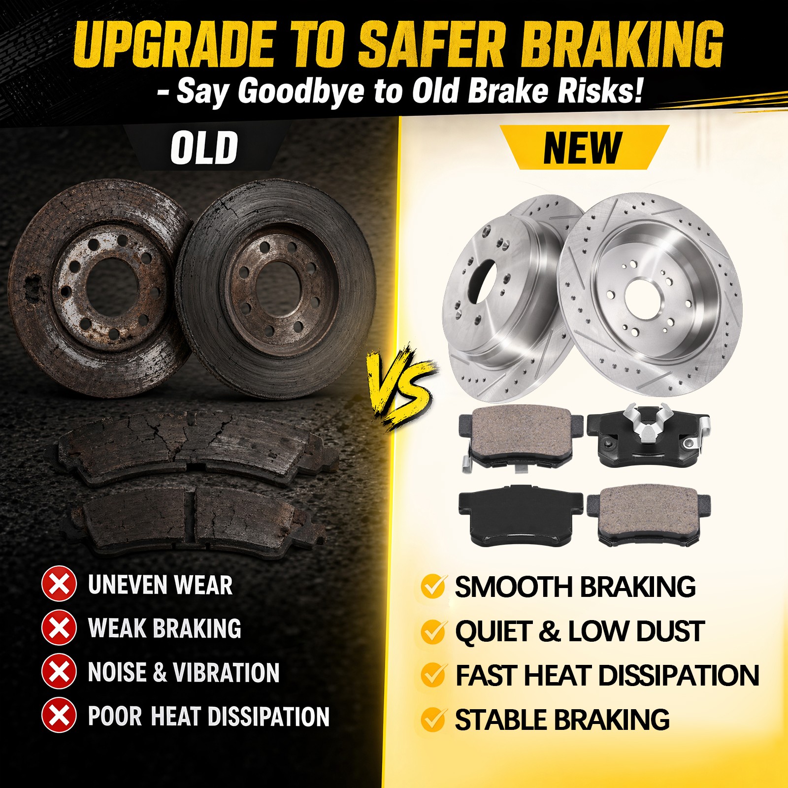 Front &Rear Disc Brake Rotors Ceramic Brake Pads Kits for 2010 – 2012 Honda CR-V