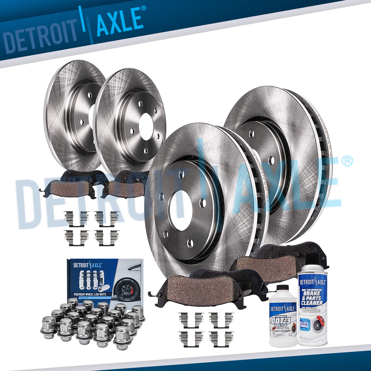 Front & Rear Disc Rotors + Brake Pads w/20pc Lugnuts for 2013-2020 Nissan Altima