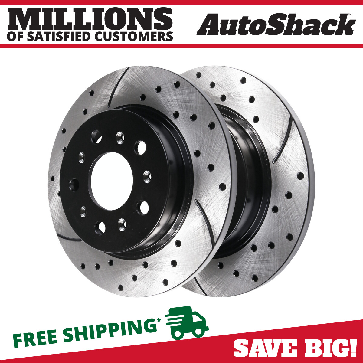Rear Drilled Brake Rotors Black Pair 2 for Ford Explorer Edge Taurus Flex 3.5L