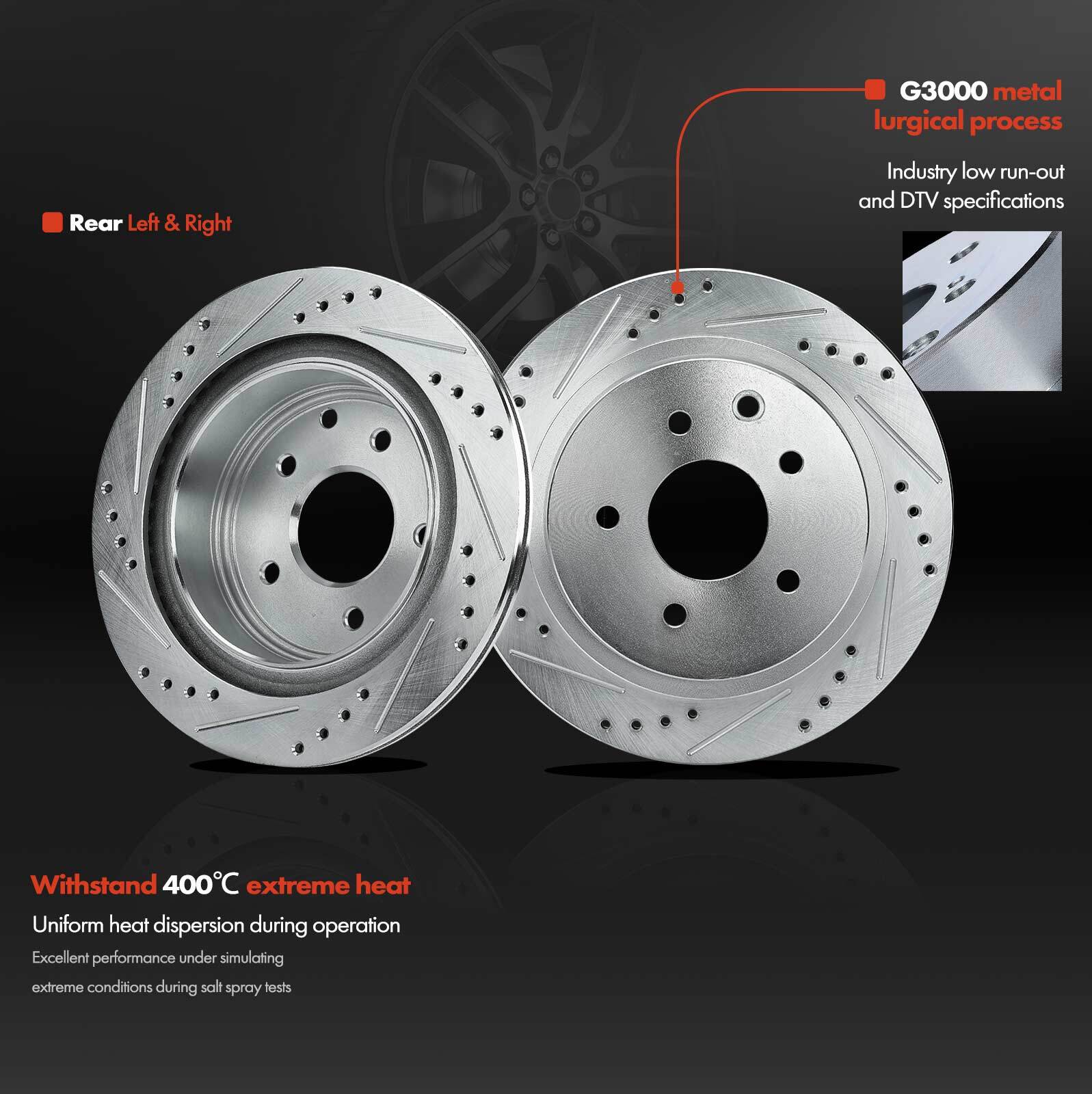 Front & Rear Side Drilled Brake Rotor&Ceramic Brake Pad for INFINITI G35 Nissan
