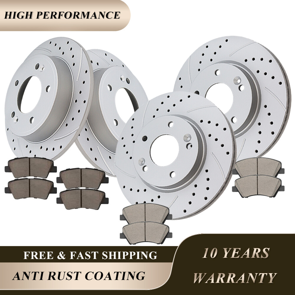 Fit Hyundai Elantra Veloster GT Kia Forte Front Rear Rotors Brake Pads Brakes