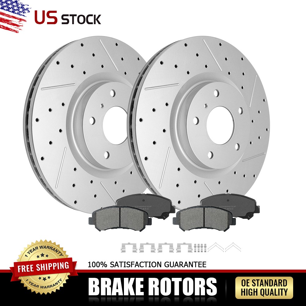 Front Drilled Brake Rotors & Ceramic Pads Set for 2009-17 Nissan Maxima V6 3.5L