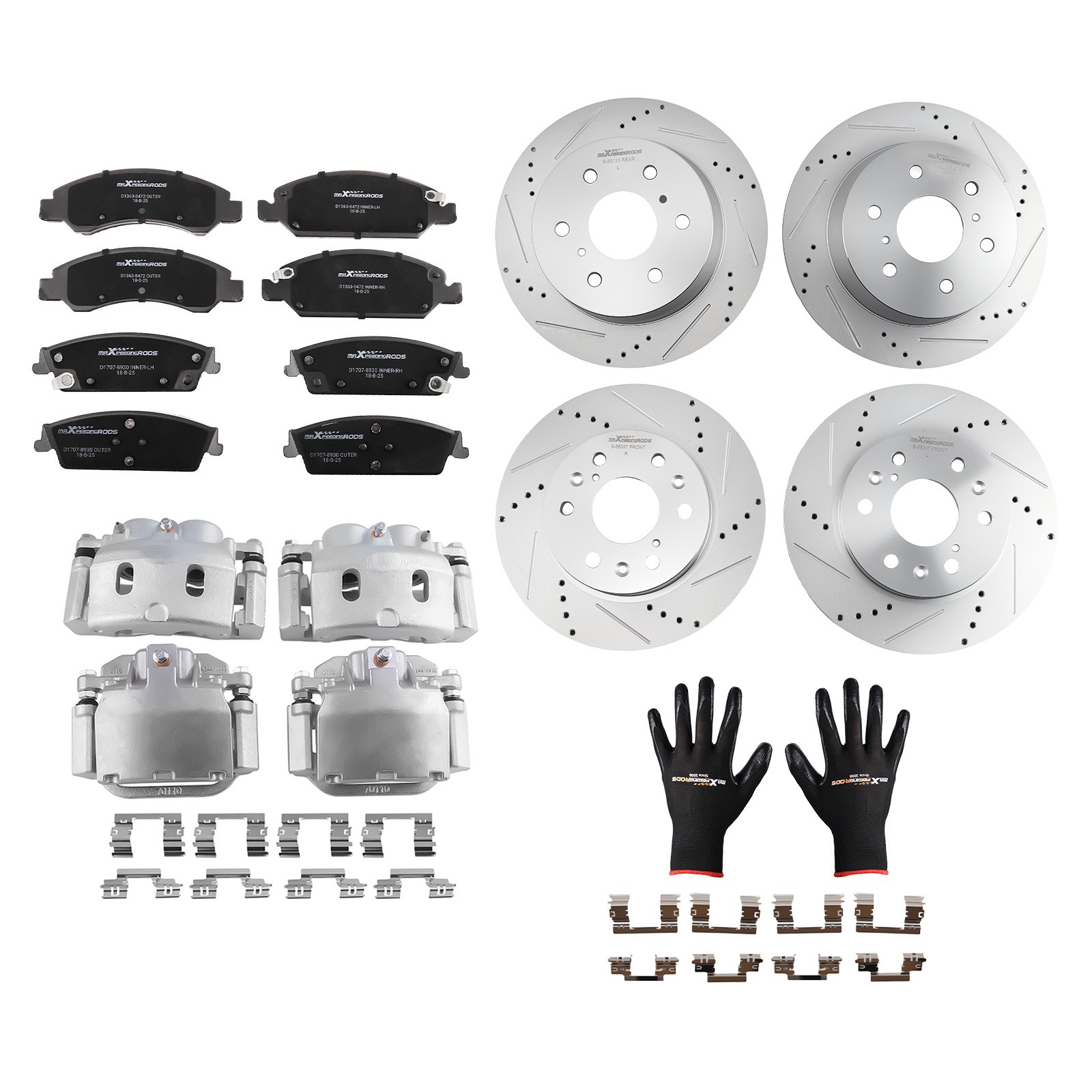16x Front Rear Brake Rotors+Calipers w/Pads for GMC Yukon XL/Yukon 2015-2020