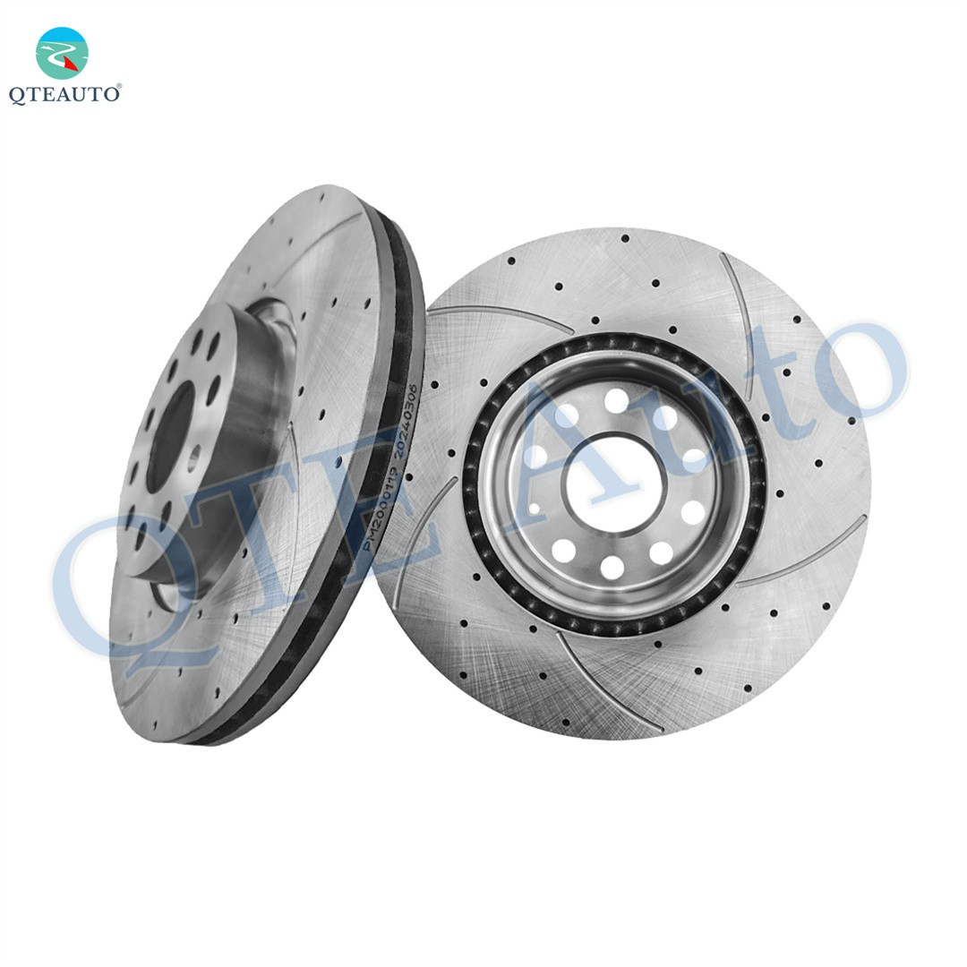 Front 312mm Drilled Slotted Brake Disc Rotors For 2010-2022 Audi TT Quattro